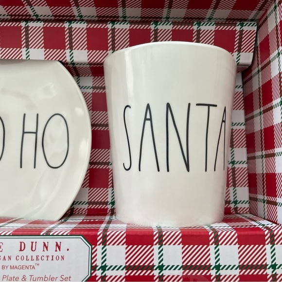 Rae Dunn HO HO HO & SANTA Melamine Plate and Tumbler Set in Box BRAND NEW!! - Picture 4 of 4